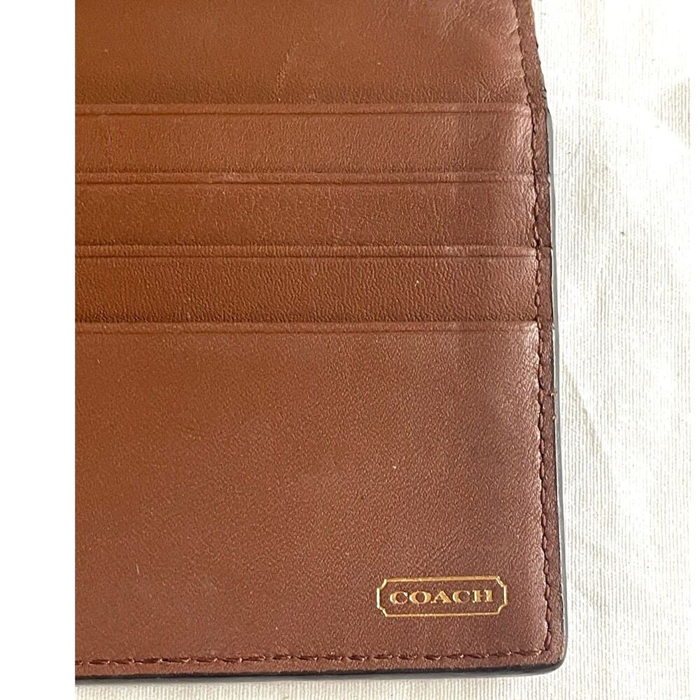 Vintage Coach Long Trifold Leather British Tan Envelope Wallet w/Zip Coin Pocket - Picture 7 of 9